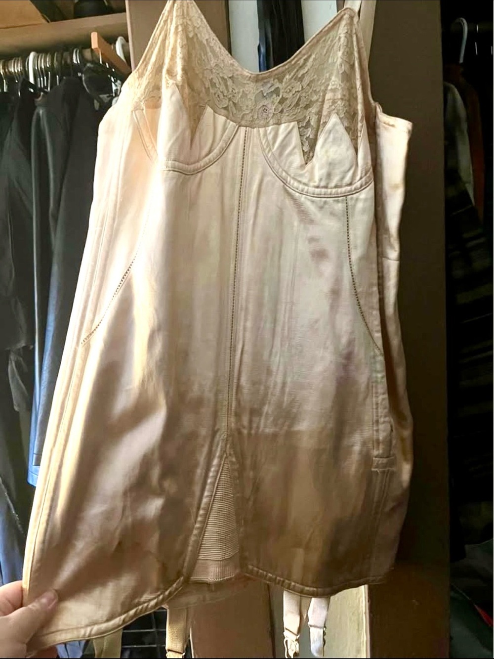 Women's vintage Slip corset girdle Dress - blush
